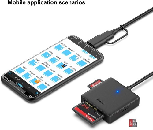 Speicherkartenleser, 4 in 1 USB USB-C auf SD Micro SD MS CF Kartenleser - Picture 4 of 8