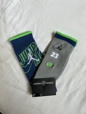 NIKE AIR JORDAN JUMPMAN, HIGH CREW KID'S SOCKS 2PAIR 3Y-5Y GRAY BLUE BJ0485
