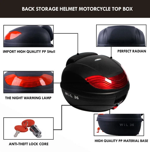 Rückenaufbewahrung Helm Motorrad Top Box Universalaufbewahrung 32L Rückenlehne Fahrrad