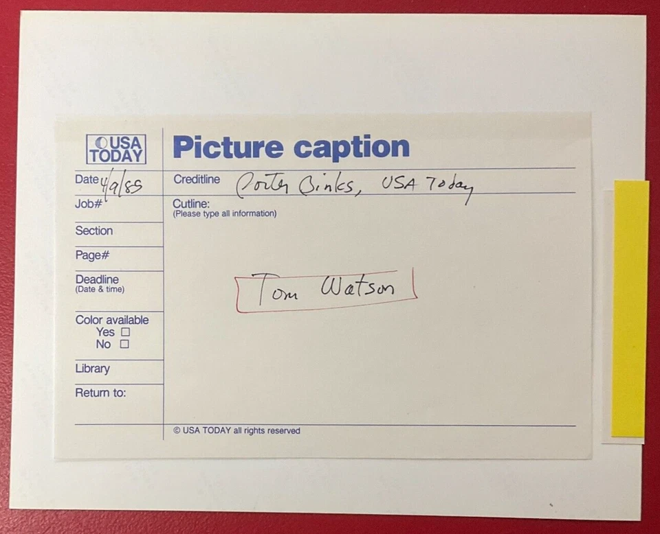 Golfista profesional Tom Watson 1985 en el campo tipo 1 8x10 foto original para EE. UU. Hoy Foto 2 de 2