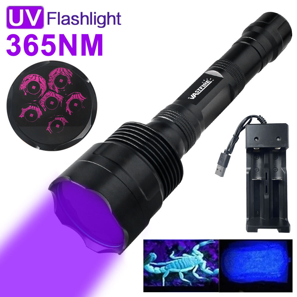 60W 6x365nm Led Blacklight UV Flashlight Pet Stains Detection Scorpion Light Kit