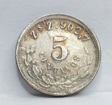 MEXICO Republic 5 centavos 1903 Zs Z AU UNC Zacatecas Silver Eagle Snake #F60