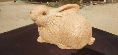 Croucning Bunny Concrete Garden Statue Ornament Pots