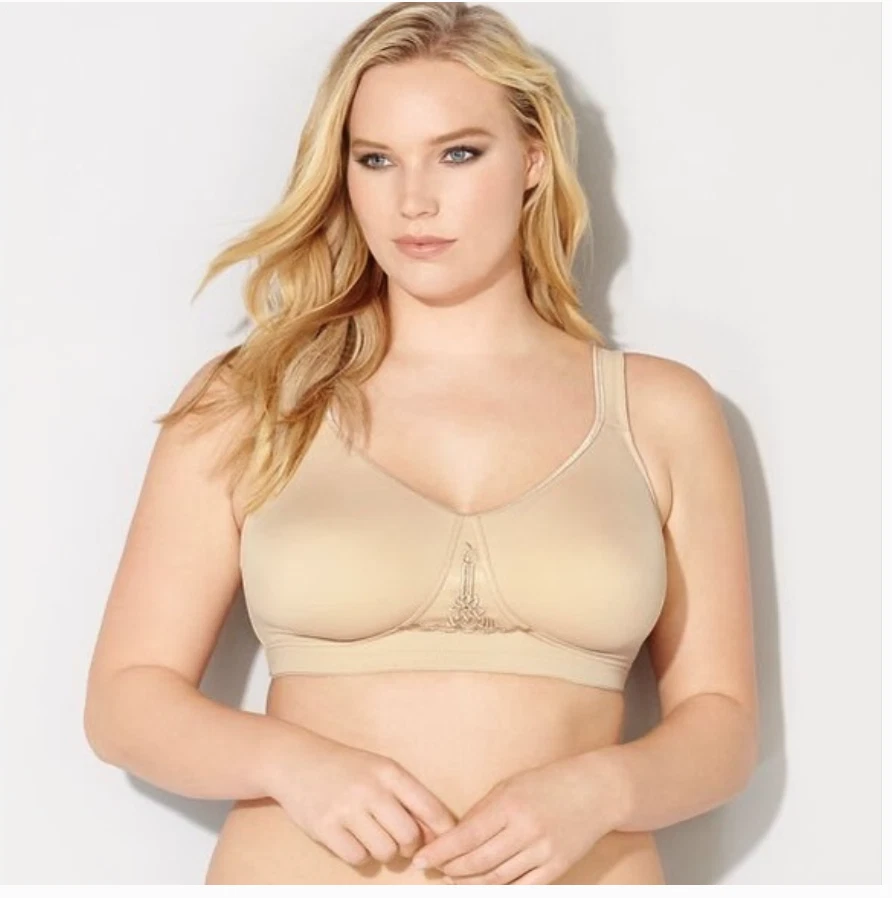 New Women’s Soft Caress Wire Free Bra Plus Size Nude 40C 44DD 46DD 48D