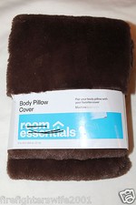 Room Essentials Body Pillow Cover Brown Faux Fur 20x50 new w/o pkg
