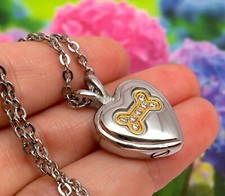 Dog Bone Heart Cremation Necklace Crystals Ladies Urn Jewelry Ash Pendant Girls