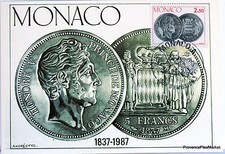 Yt 1600 NUMISMATIE A  MONACO CARTE MAXIMUM 1° JOUR FCP  
