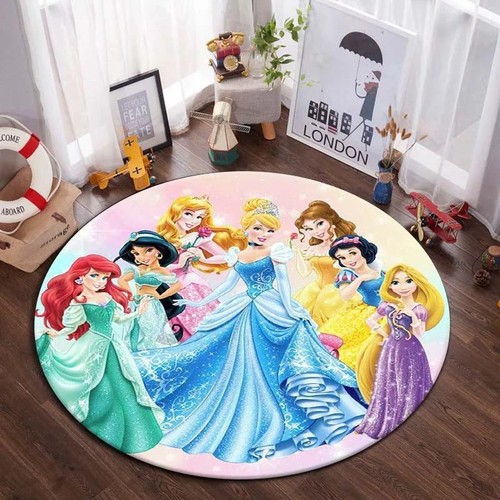 Alfombra de piso redonda para niños 3D Disney Princess niños niñas dormitorio alfombra silla alfombra - Imagen 9 de 13