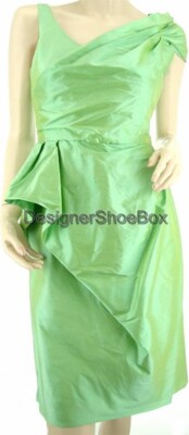 Rickie Freeman Teri Jon Designer Grün Seide Ärmellos Kleid Damen US 2