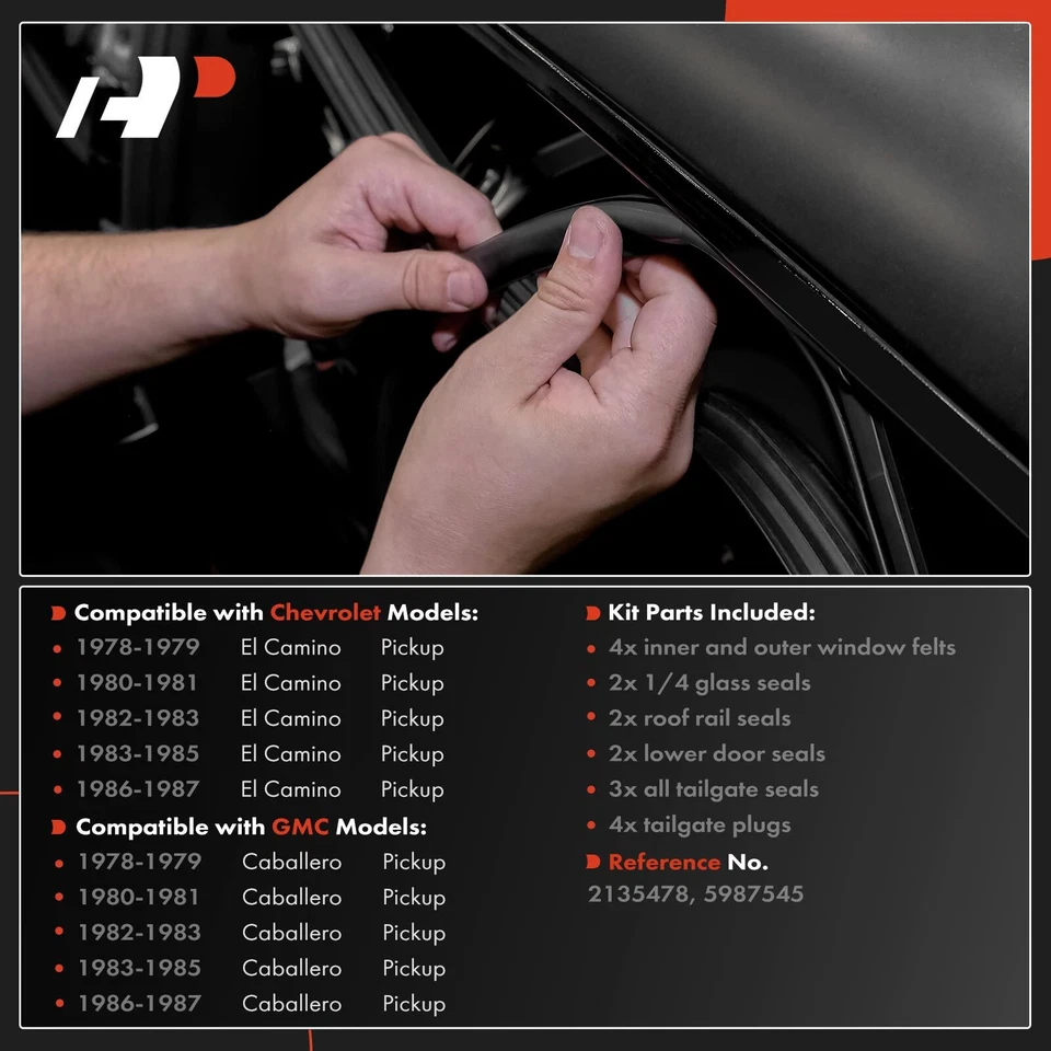 Уплотнение уплотнительной полоски для двери заднего борта GMC Caballero 78-87 Chevrolet 5987545 17 шт. - Изображение 2 из 4