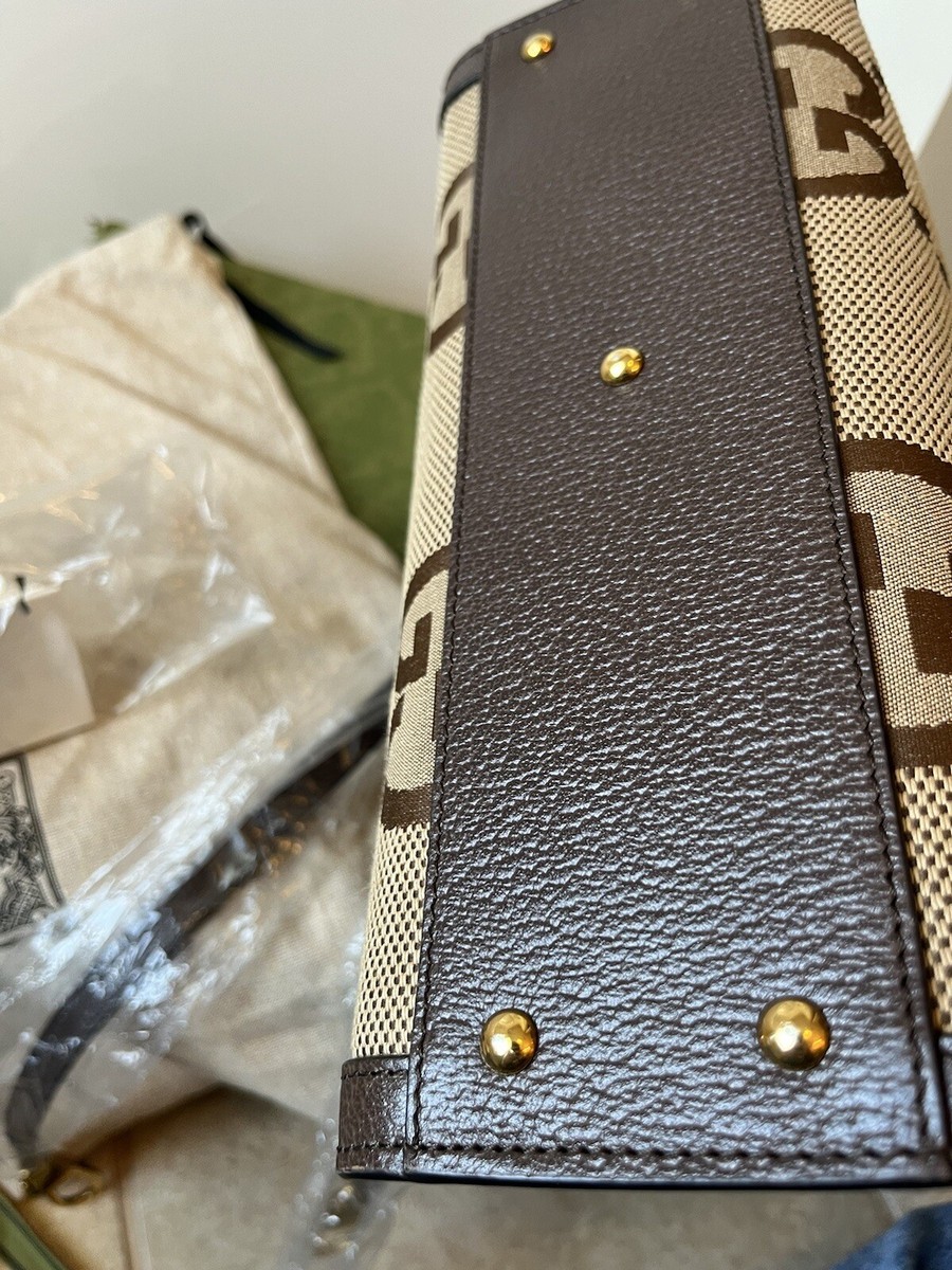 Authentic Gucci Diana NM Bamboo Handle Tote Jumbo GG Canvas Small
