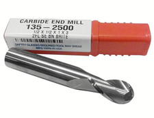 1/2" 2 Flute Carbide BALL END MILL 135-2500 Free Shipping