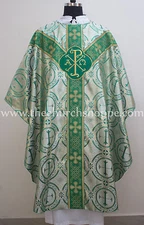 Green metallic gothic vestment, stole & mass set ,Gothic chasuble,casula,casel