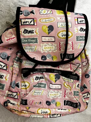Lesportsac Backpack Mini Pink Drawstring Love Print | eBay display picture 2