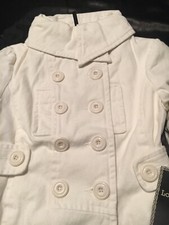 Lovestitch Cropped High Collar Peacoat Cream White Jacket Size Small Nwt
