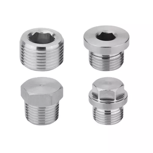 1/8" 1/4" 3/8" 1/2" -1.5" BSP NPT Male Countersunk Hex Square End Plug Stainless
