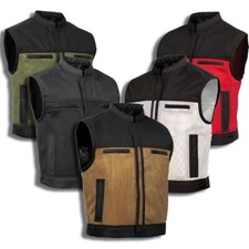 Men Summer Spark Biker Mesh Vest Casual Sleeveless Zipper Concealed Carry Pocket