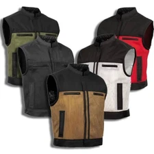 Men Summer Spark Biker Mesh Vest Casual Sleeveless Zipper Concealed Carry Pocket