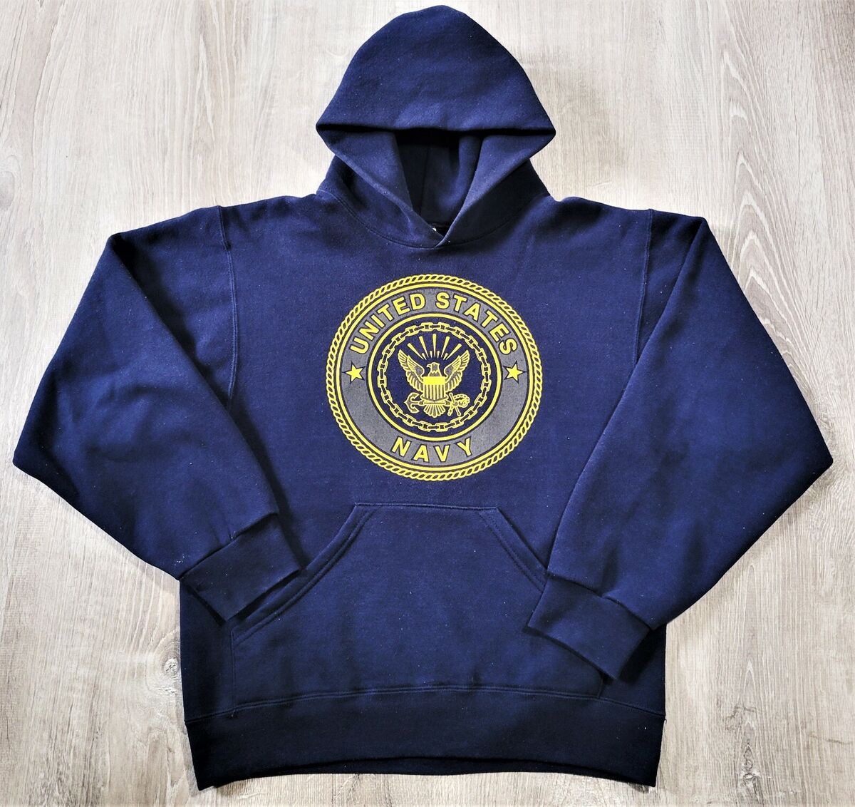 Vintage USA Made Soffe Hoodie Sweatshirt US Navy Military 80s 90s USN 50/50  Sz S