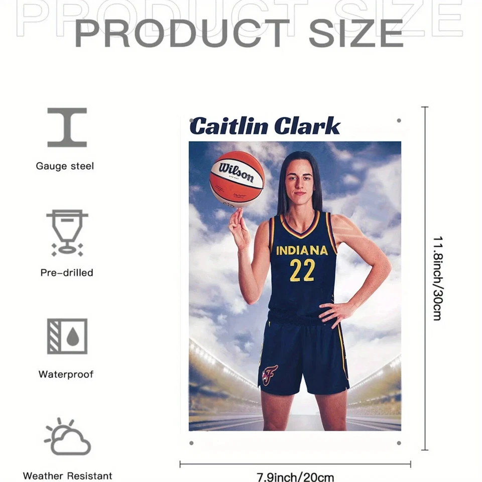 Indiana Clark #22 Basketball Player Vintage Metal Wall Art, 12x8 Inch NEW - Image 2 of 2