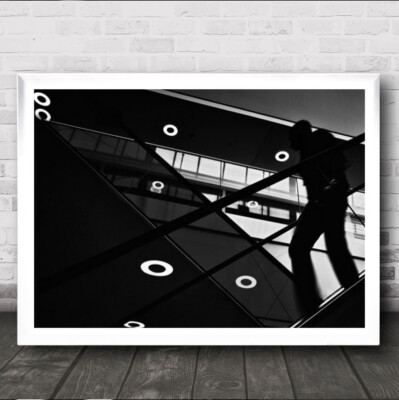 Tic Tac Toe bewegliche Treppen Lichter Reflexionen Kreise Mann Wandkunstdruck