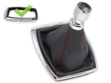 SCHALTMANSCHETTE FUR FORD KUGA 08-12 SCHALTSACK NATURLEDER NAHT ROT CHROMRAHMEN