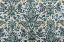 Belle Maison SULLIVAN JEWEL Linen Blend Blue Floral Paisley Print Fabric