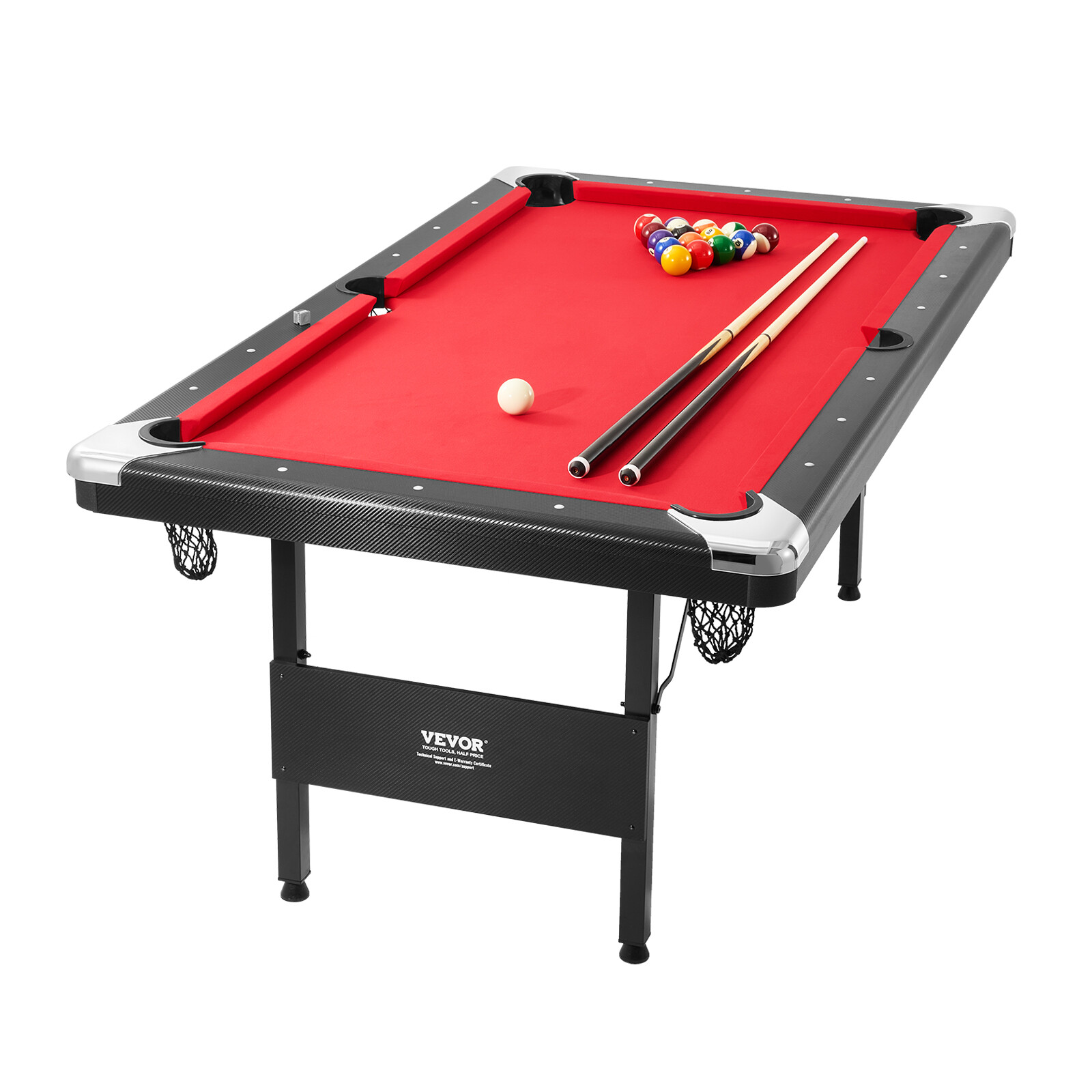 Table de billard VEVOR 192 cm rouge pour équiper une salle de jeux