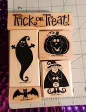 Stampin Up Rubber Stamp Halloween Haunts and Howles - Witch Bat-etc. comb Ship.