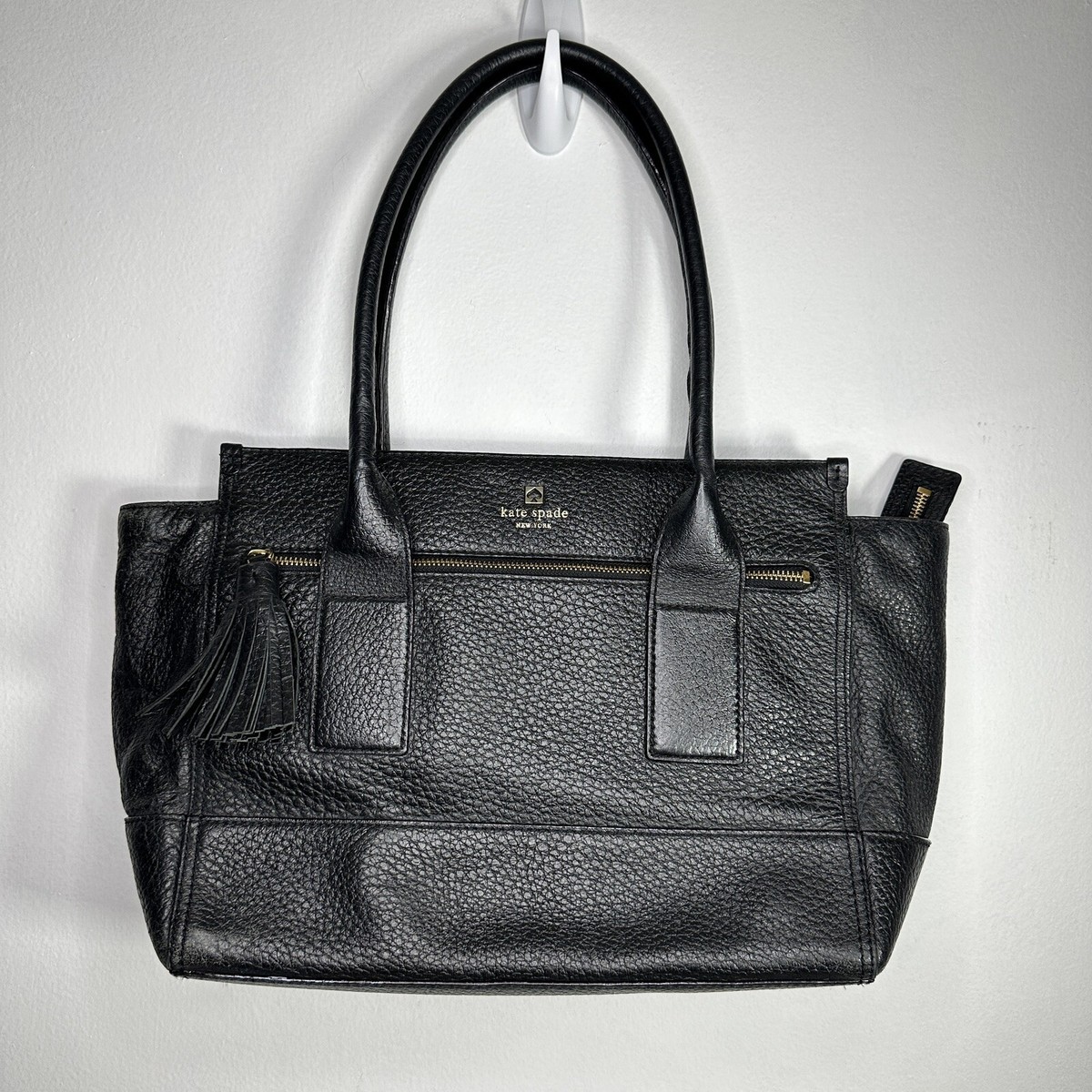 Kate Spade Southport Avenue Oden Pebbled Leather Tote Black Large