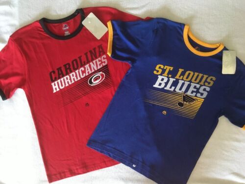 NHL Carolina Hurricanes, St. Louis Blues Youth Majestic Tee T-Shirt Med, Lg, XL - Picture 1 of 5