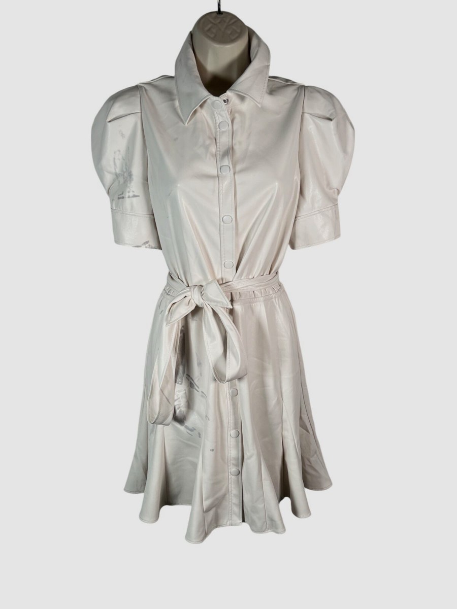 Alice + Olivia Lurlene Short Sleeve Vegan Leather Mini Dress, Size 8