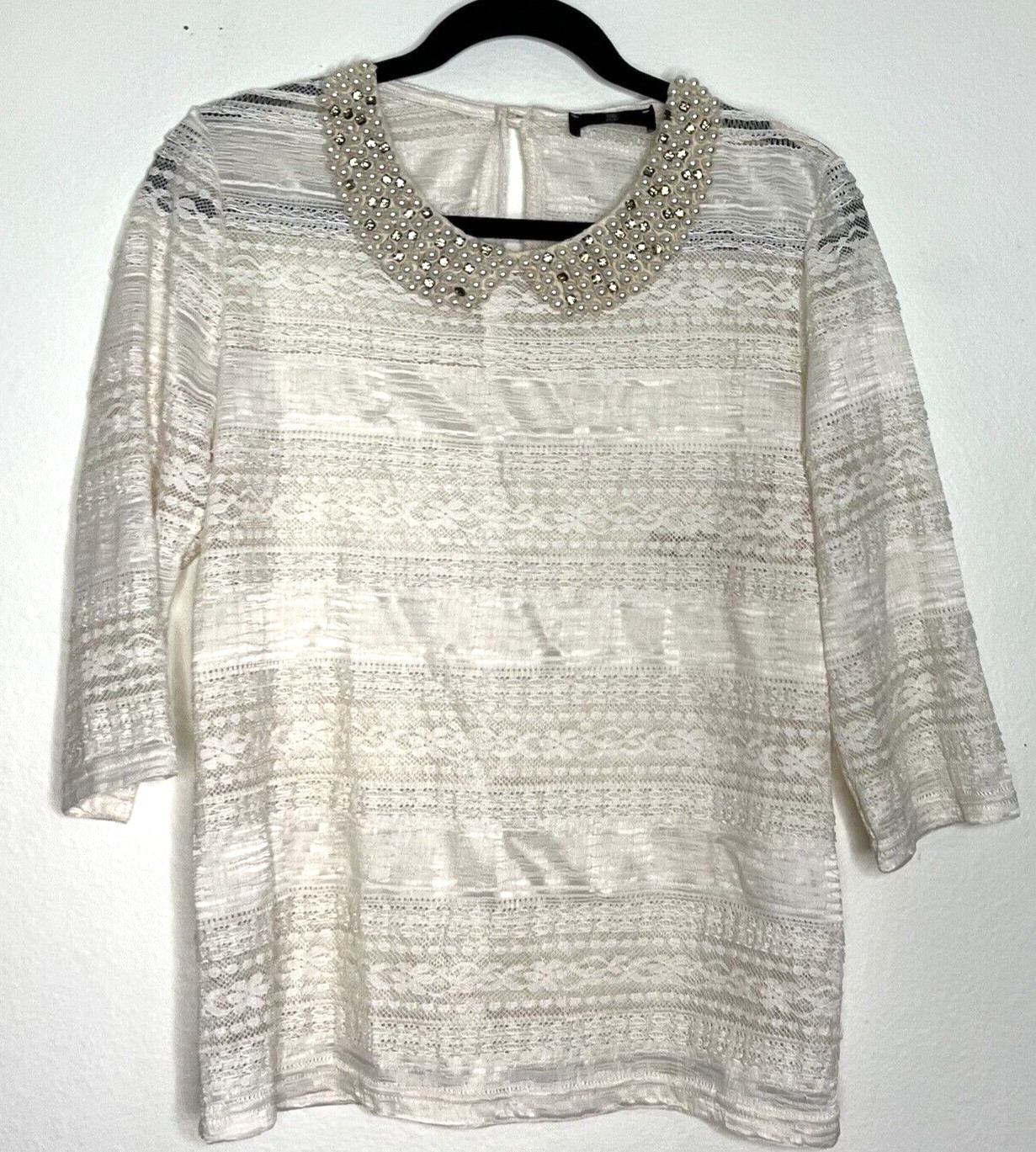Casting Women top faux pearl lace Blouse with col… - image 1