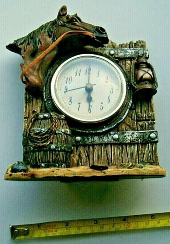 Horse Clock Western Horse Barn Scene-2009-Unique Horse Style-Quartz Clock-Works