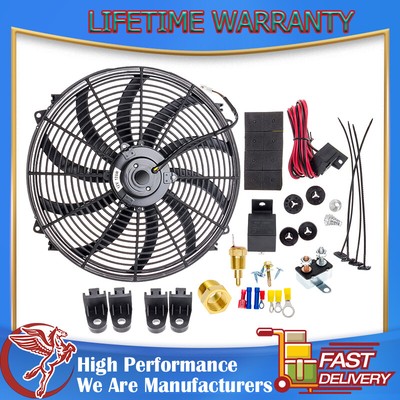 16Inch Push Pull Electric Radiator Cooling Fan Thermo Kit 12V 3000 CFM Universal
