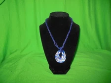 Handcrafted Blue Twisted Strand Chain with Tear Drop Pendant