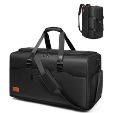 DUFFLE BAG for Men Women with Shoe Compartment Travel Waterproof Black MOULYAN