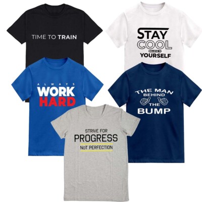 5er-Pack Fitness-T-Shirts, mehrfarbige Unisex-T-Shirts mit bedruckten Fitnessstudio-Logos
