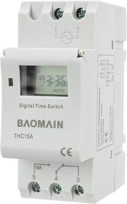 Baomain THC15A AC 110V Digital LCD Power Programmable Timer Time Switch Relay 16