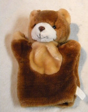 Teddy Bear Hand Puppet Brown Tan White 10
