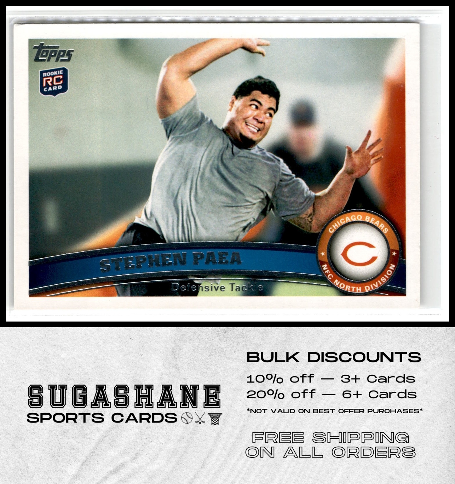 2011 Topps 437 Stephen Paea   Chicago Bears  RC Football Card