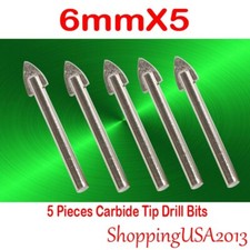 5X 6mm Carbide Tip Drill Bit tool hole saw Spare Alloy Mirror Glass Ceramic Tile