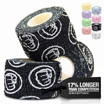 Bulk 3-Pack Weightlifting Hook Grip Tape (23ft Per Roll) Black