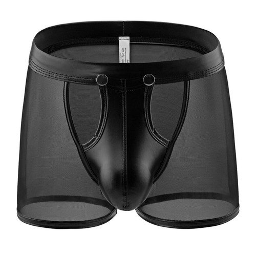 Sexy Men Lingerie Faux Leather Shorts Underpants Press Button Briefs Underwear - Picture 12 of 16