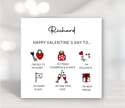ALL THINGS PERSONAL Valentines Day Card Personalised Husband Wife Girlfriend Boyfriend Valentine's