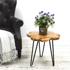 Greenage Rustic Cedar Root Live Edge Coffee Table with Hairpin Legs Heavy Thick