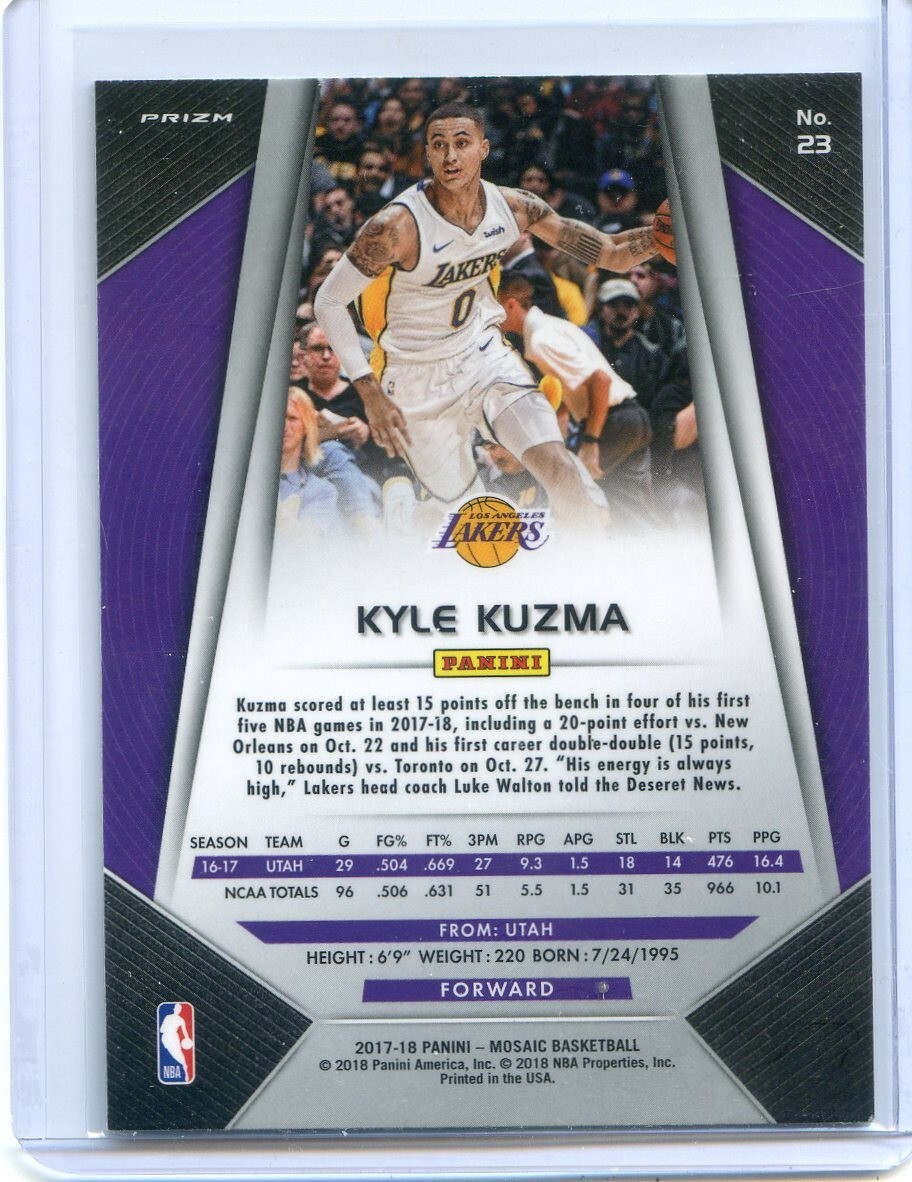 2017-18 Panini Mosaic Basketball KYLE KUZMA RC ROOKIE #23 SILVER