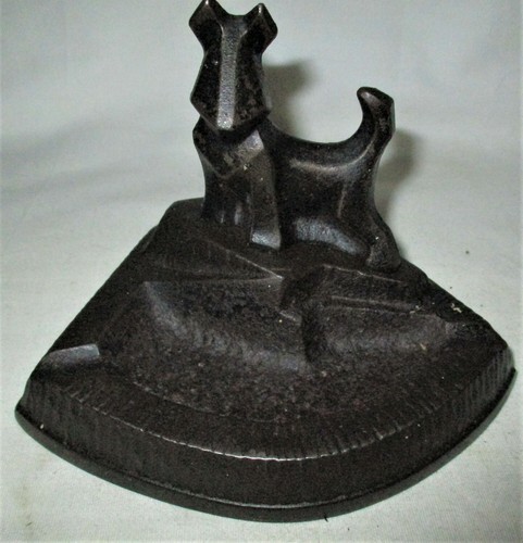 ANTIQUE # 317 HUBLEY TOY CO USA CAST IRON TERRIER DOG STATUE ASHTRAY HOLDER TRAY - Picture 3 of 9