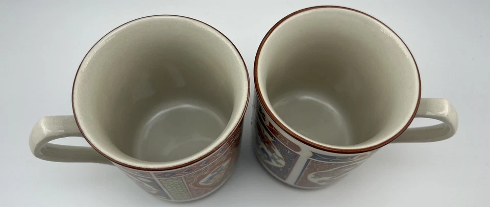 Vintage Porcelain Mug Cup Traditional Asian Burgundy Flower Ceramic Tea set 2 - Image 4 of 4