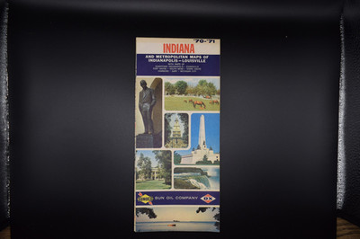 Sun Oil Sunoco Highway Road Map of Indiana 1970-1971 70-71